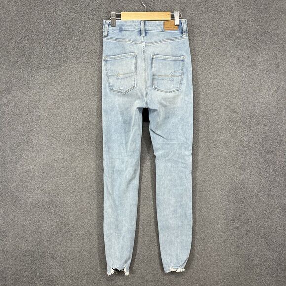 American Eagle Jeans Youth 0 Next Level Stretch Distressed Curvy Hi Rise Jegging - Picture 2 of 14